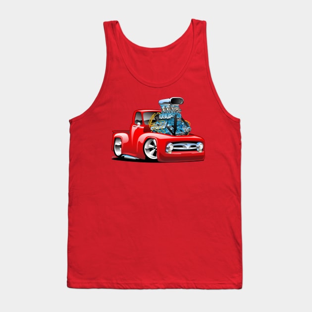 American Classic Hot Rod Pickup Truck Cartoon Tank Top by hobrath